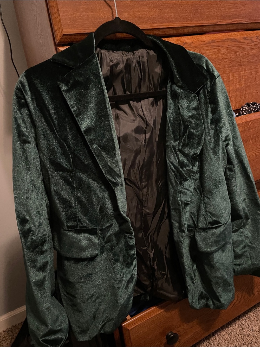 Women’s Emerald Green Velvet Blazer Jacket
